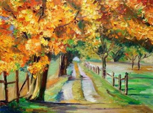 Oil Painting Road With Maple