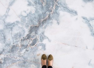 Blue and White Marble Effect Flooring Deep
